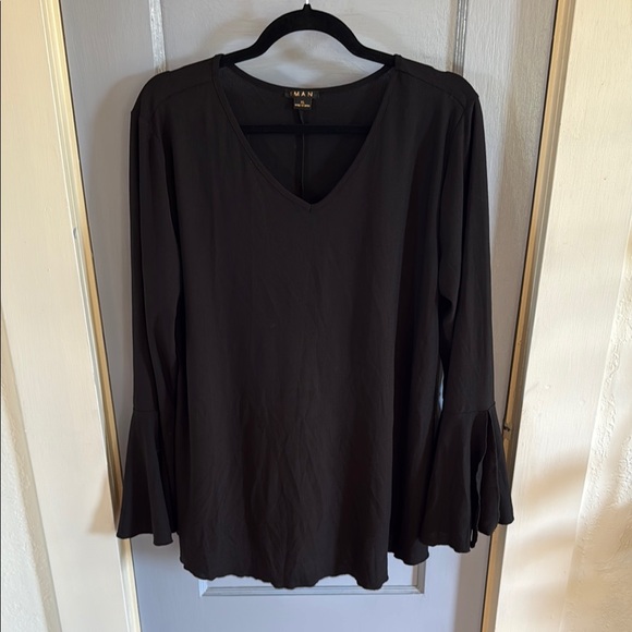 IMAN Tops - IMAN Black Relaxed Long Sleeve Blouse